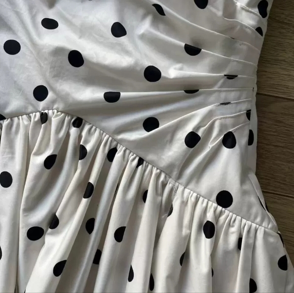 Self-Portrait Cream Polka Dot Cotton Midi Dress - Picture 8 of 13